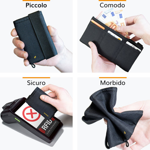 Portafoglio Tessuto Lavabile Portafoglio Uomo Slim RFID Morbido